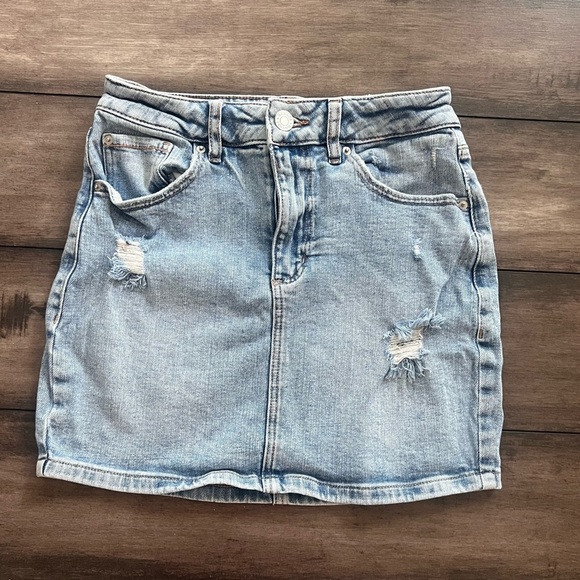 Garage Dresses & Skirts - Garage Women’s Denim Distressed Mini Skirt xs